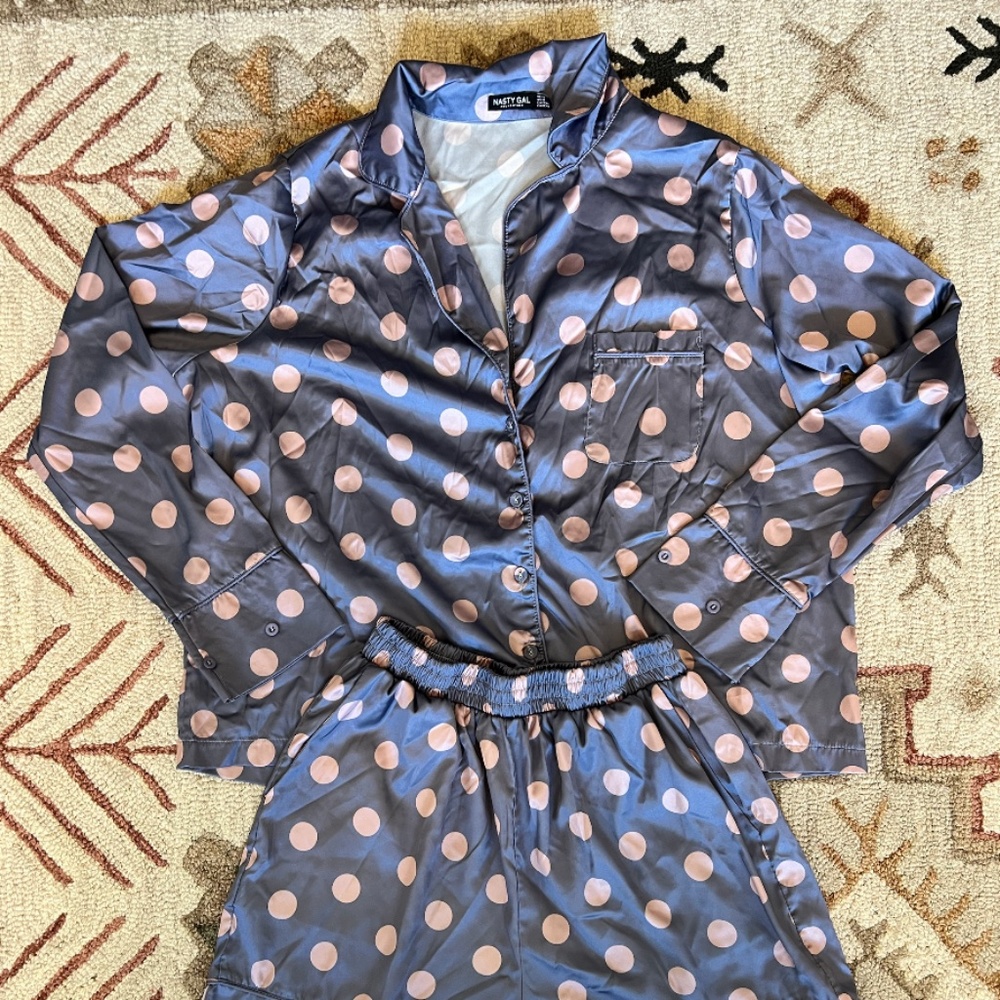 NASTY GAL - Silky Polka Dot Pajamas - Size 10